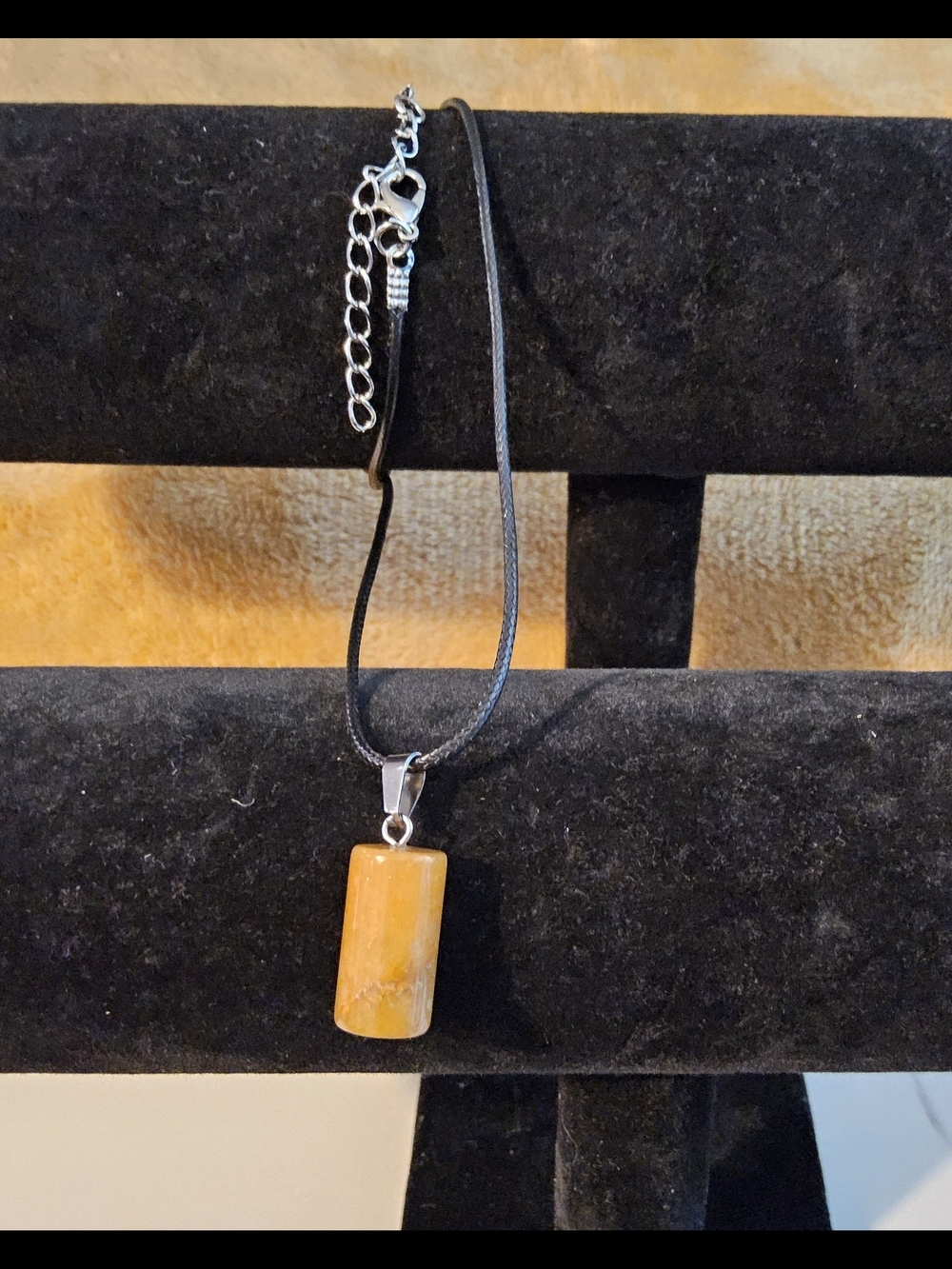 Minimalist Yellow Stone Column Pendant Charm Necklace